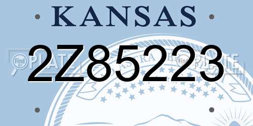 2Z85223 Kansas License Plate