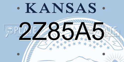 2Z85A5 Kansas License Plate