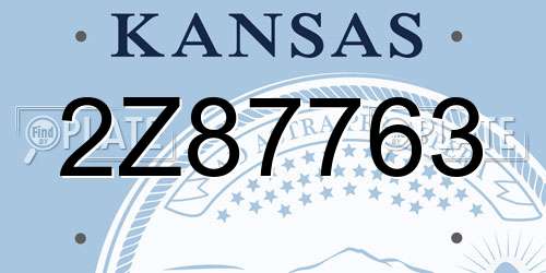 2Z87763 Kansas License Plate
