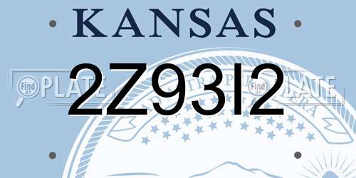 2Z93I2 Kansas License Plate