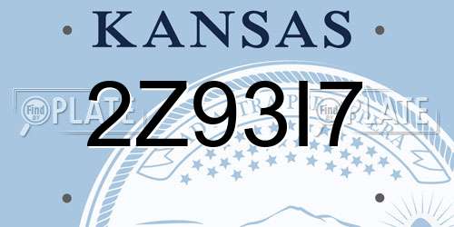 2Z93I7 Kansas License Plate