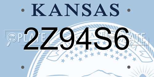2Z94S6 Kansas License Plate