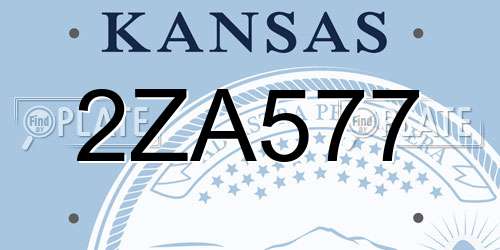 2ZA577 Kansas License Plate