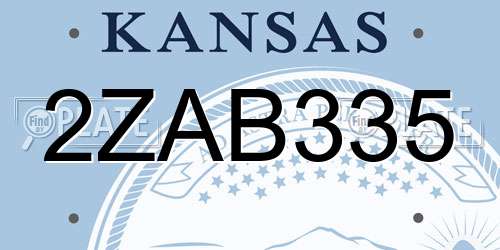 2ZAB335 Kansas License Plate