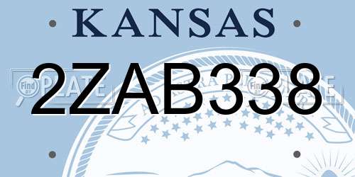 2ZAB338 Kansas License Plate
