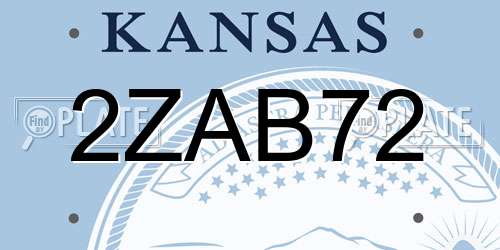 2ZAB72 Kansas License Plate