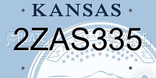 2ZAS335 Kansas License Plate