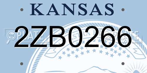 2ZB0266 Kansas License Plate