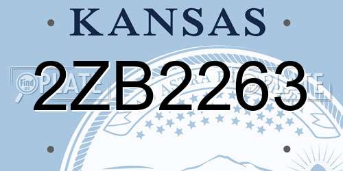 2ZB2263 Kansas License Plate