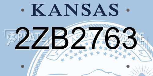 2ZB2763 Kansas License Plate