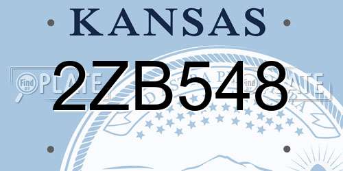 2ZB548 Kansas License Plate