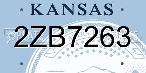 2ZB7263 Kansas License Plate