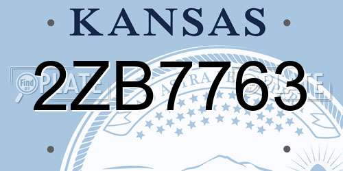 2ZB7763 Kansas License Plate