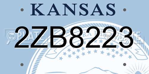 2ZB8223 Kansas License Plate