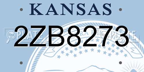 2ZB8273 Kansas License Plate