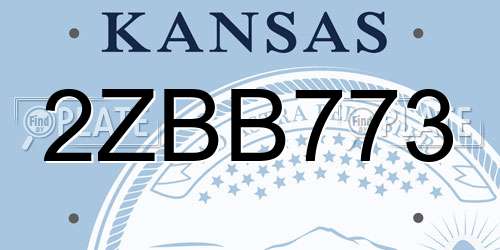 2ZBB773 Kansas License Plate