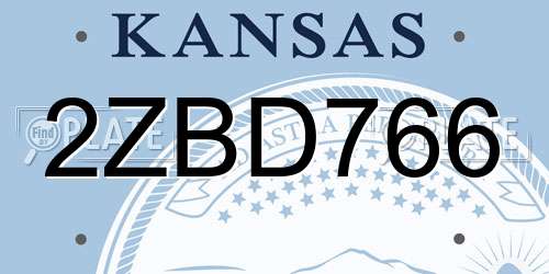2ZBD766 Kansas License Plate