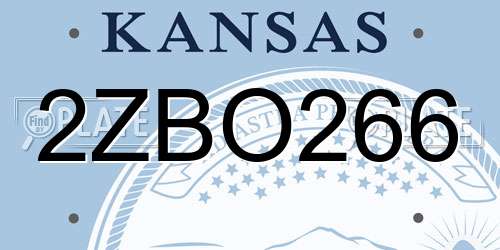 2ZBO266 Kansas License Plate