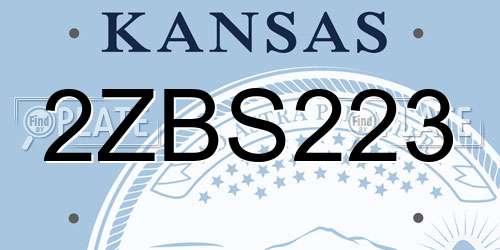 2ZBS223 Kansas License Plate