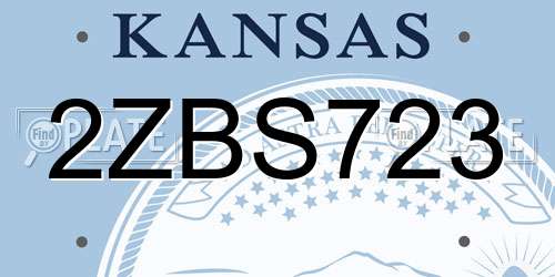 2ZBS723 Kansas License Plate