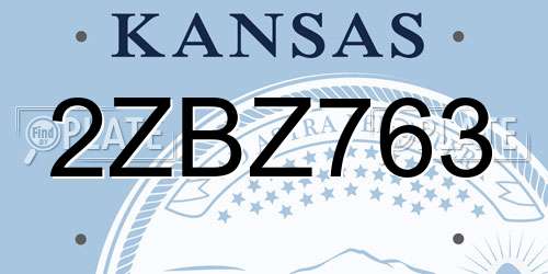 2ZBZ763 Kansas License Plate