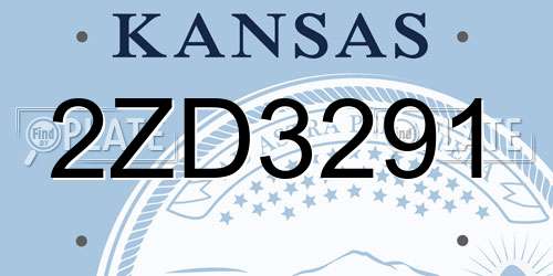2ZD3291 Kansas License Plate