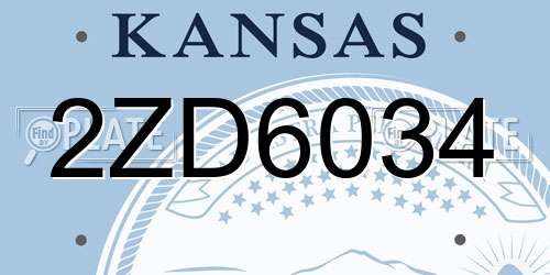 2ZD6034 Kansas License Plate