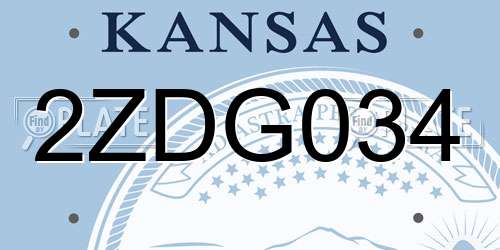 2ZDG034 Kansas License Plate