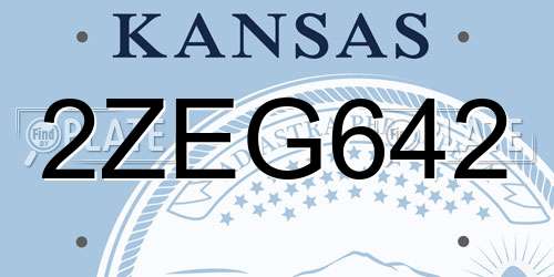 2ZEG642 Kansas License Plate