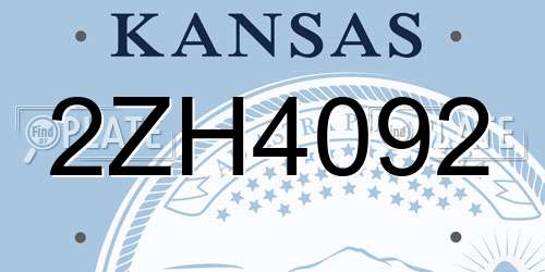 2ZH4092 Kansas License Plate
