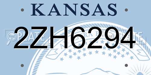 2ZH6294 Kansas License Plate