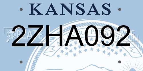 2ZHA092 Kansas License Plate
