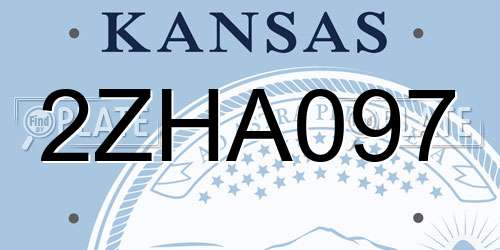 2ZHA097 Kansas License Plate