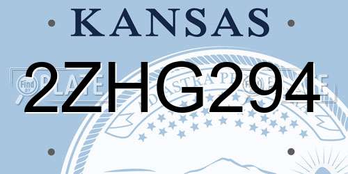 2ZHG294 Kansas License Plate