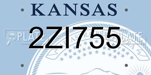 2ZI755 Kansas License Plate