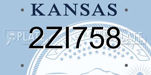2ZI758 Kansas License Plate