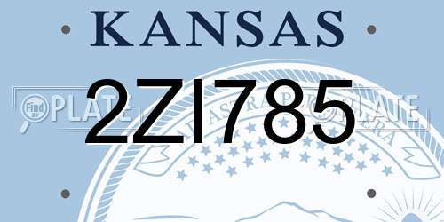 2ZI785 Kansas License Plate
