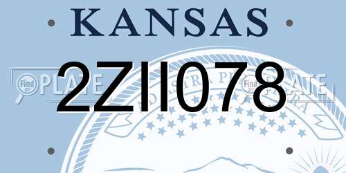 2ZII078 Kansas License Plate