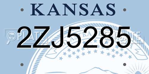 2ZJ5285 Kansas License Plate