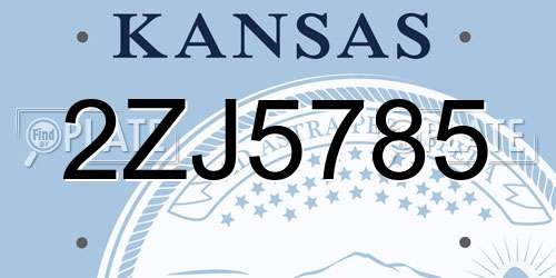 2ZJ5785 Kansas License Plate