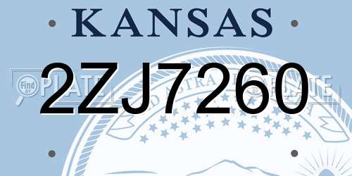 2ZJ7260 Kansas License Plate
