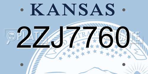 2ZJ7760 Kansas License Plate
