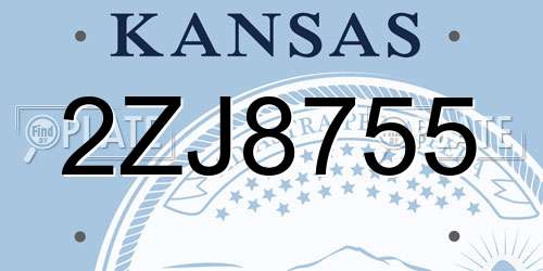 2ZJ8755 Kansas License Plate