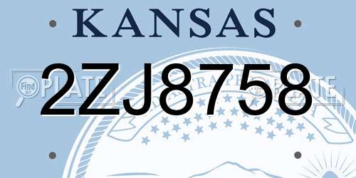 2ZJ8758 Kansas License Plate