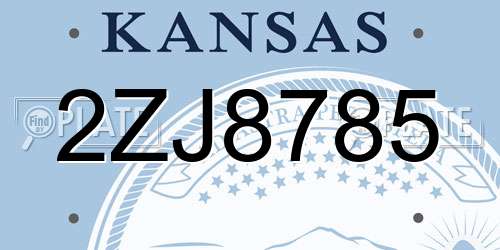 2ZJ8785 Kansas License Plate