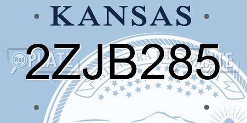2ZJB285 Kansas License Plate