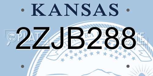 2ZJB288 Kansas License Plate