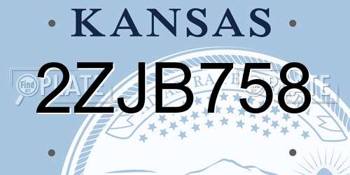 2ZJB758 Kansas License Plate