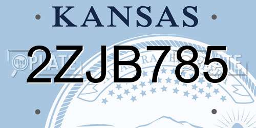 2ZJB785 Kansas License Plate