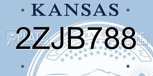 2ZJB788 Kansas License Plate